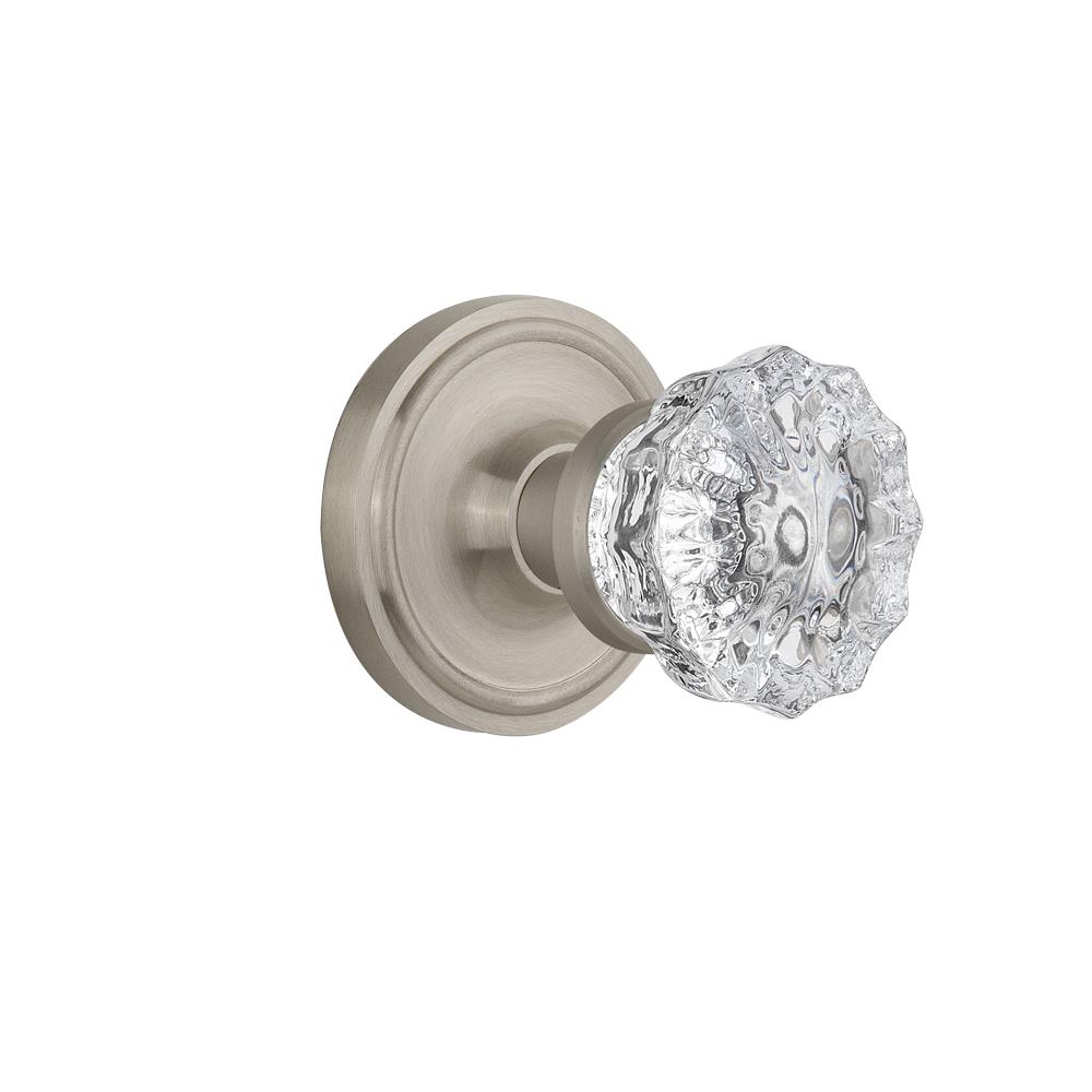 Nostalgic Warehouse CLACRY Mortise Classic Rosette with Crystal Knob in Satin Nickel